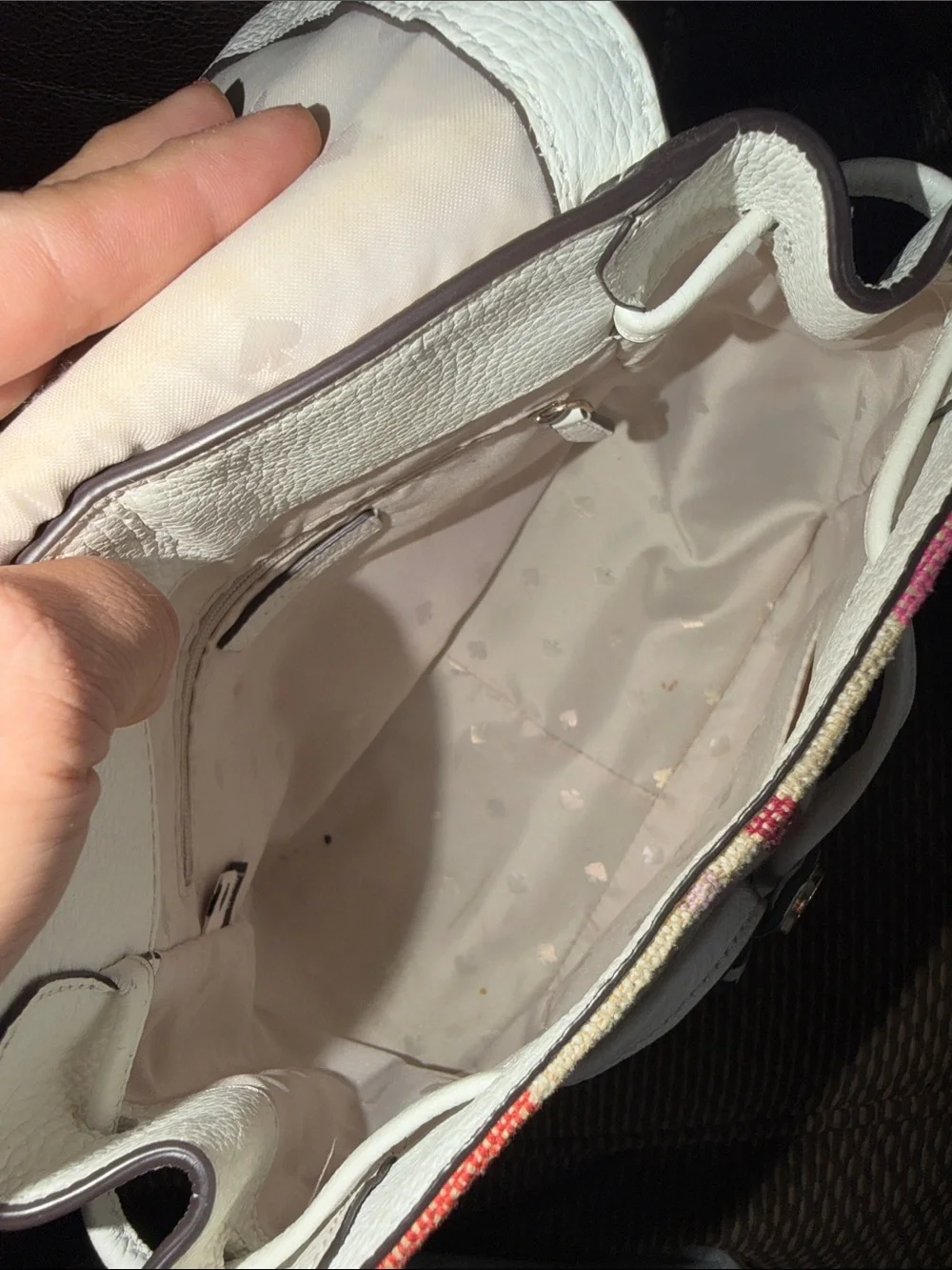 Kate Spade White Pink Leila Striped Backpack